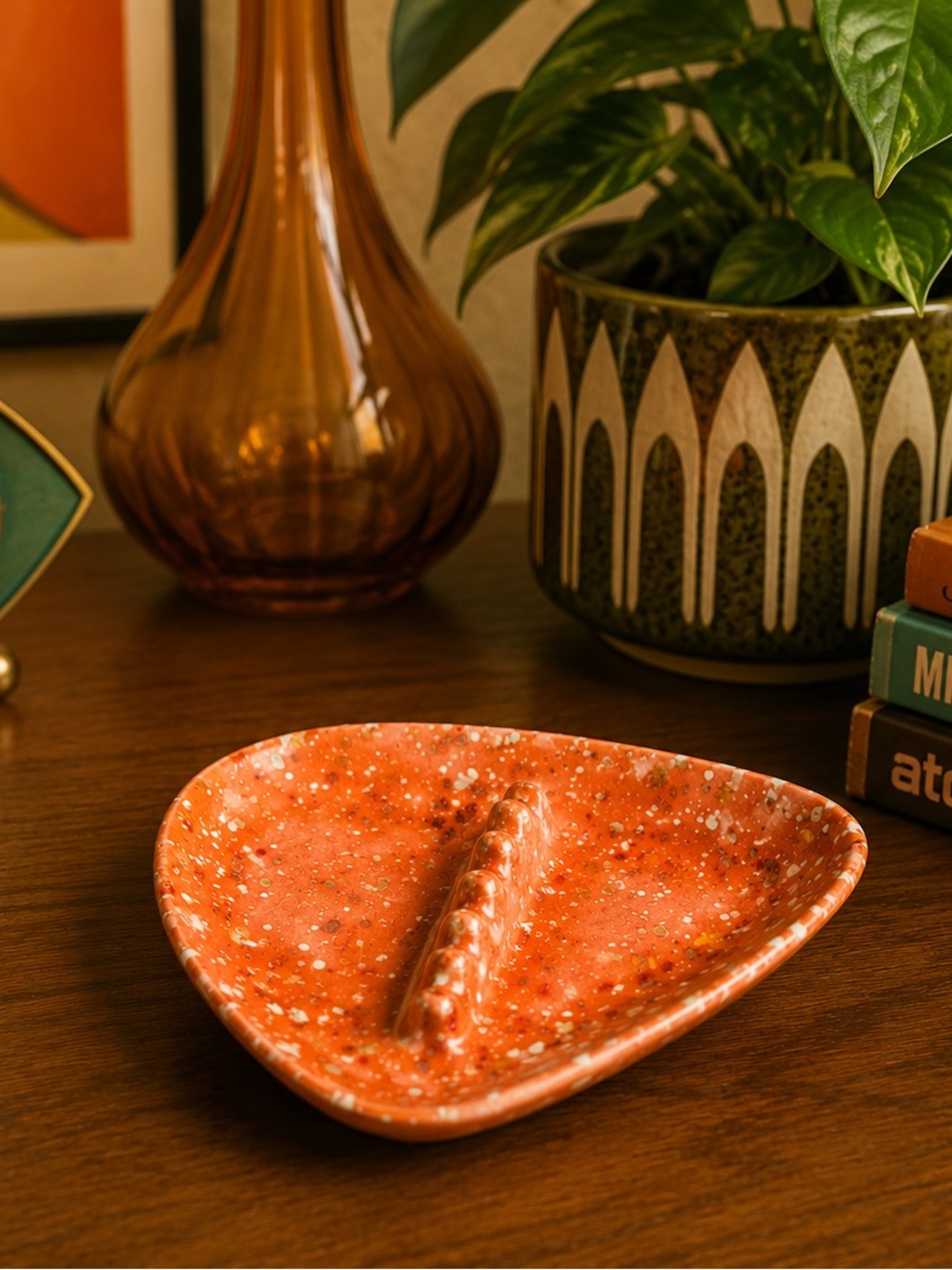 Vintage Mid Century Modern Atomic Ceramic Ashtray